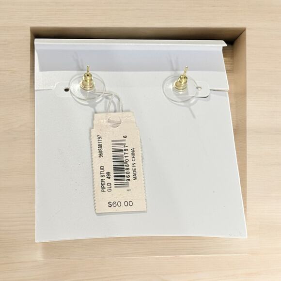 NWT! Kendra Scott Piper Gold Stud Earrings with Blue Stone - Picture 5 of 5